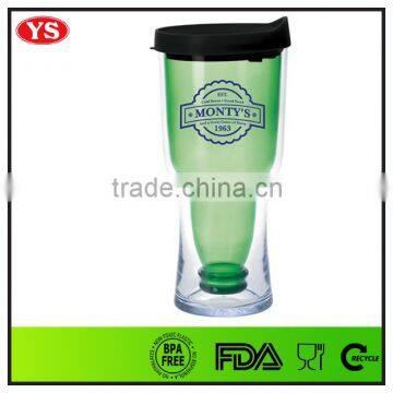 double wall 14oz bpa free wholesale plastic beer tumbler with lid