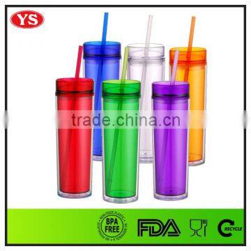 16 Ounce Clear Double Wall Skinny Acrylic Tumbler Wholesale