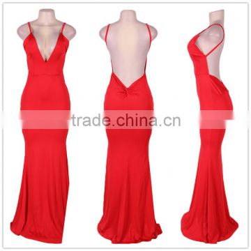 2015 New fashion floor length sexy womens long dress open back