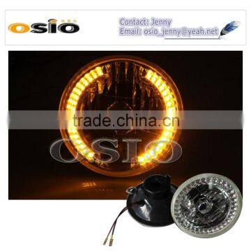 5' R BMC with Yellow LED HALO RING 12V/24V Auto Halogen Semi Sealed Beam Auto Halogen Lamp Install H4 or HID