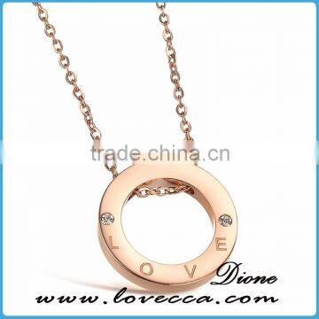 Distinctive Fashion Design fashion round hollow lover stainless steel pendant necklace