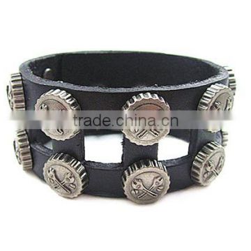 Wide Leather Casual Mens Bangle Bracelet