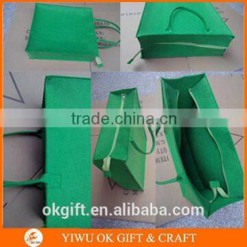 2014 New design green shopping bag with zipper