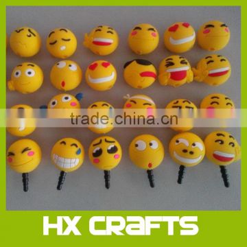 2016 china new Soft PVC 3D Cartoon dust plug Cute smiley dust plug