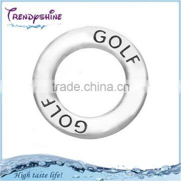 Zinc Alloy Antique Silver Plating Custom Engraved Golf Sports Circle Charms