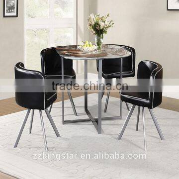 Tempered Glass Powder Coated Metal Frame Tea Table