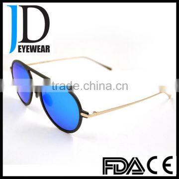 Customized Flat Top Double Bridge Blue Mirrored Carbon Fiber mixed Meatl Eyeglass Frames