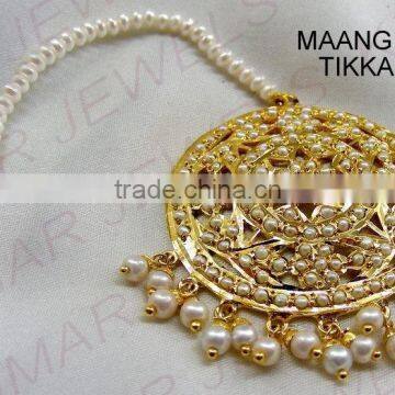 Big Round Pearl Beaded Jadau Tikka