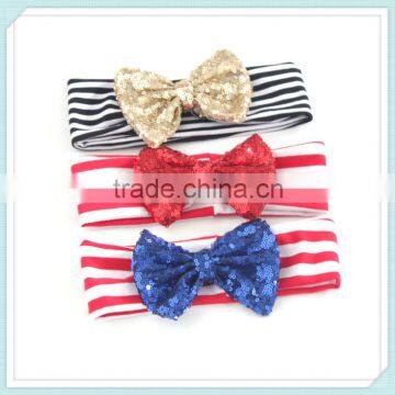 Baby Sequin Headband/Hairband/Hair Bow/Children Hairbands Selling Children's Hair Stripe Cotton Sequined Bow Hair Band