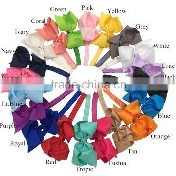 Baby Elastic Headbands 5'' Boutique Grosgrain Ribbon Bows On 1.5cm Baby Girl Headbands DIY Hairband
