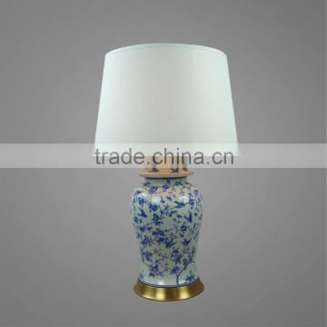 Metal Base In Antique Brass Ceramic Body In Nice Printing With Fabric Lampshade Study Table Lamp Bedside Table Lamp