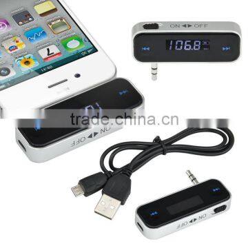 Universal LCD Display FM Modulator For iPhone/Samsung Mobilephones/Tablets/MP3 With 3.5mm Headphone Jack