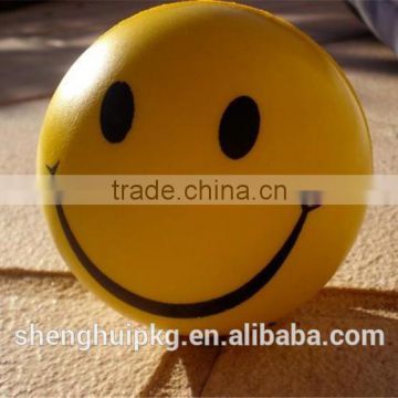 Promotional printed smiley face PU ball PU foam ball anti stress ball