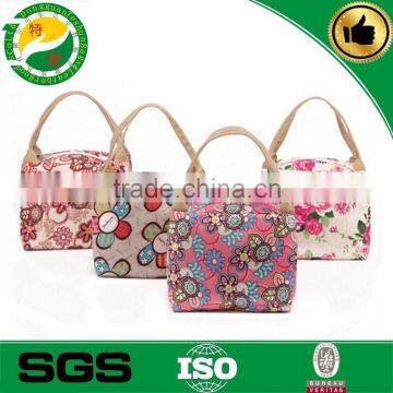 China made good quality flower pattern series canvas lunch bag home use for office