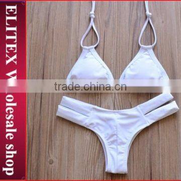 2017 simple white cut out thong bikini swimwear CK307