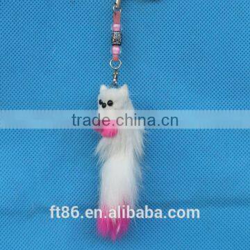 Animal Leather Keychain Faux Fur Phone Plush Toy