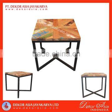 Coffee Table With One Iron Leg - Wood Furniture