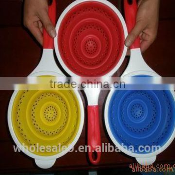 fry basket,collapsible silicone pasta basket strainer,foldable silicone kitchen strainer