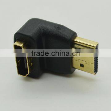 hdmi Female to male adapter,HDMI/F to HDMI/M with golden plate,90 degrees HDMI adapter