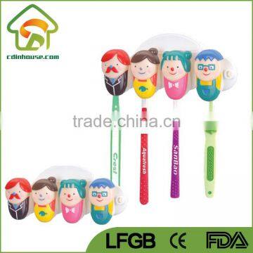 Multi-Slot Plastic Carton Cute Toothbrush Holder for Family