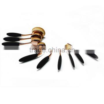 Custom Logo Professional Toothbrush Shape Rose Gold Oval Makeup Brush Set photo-2