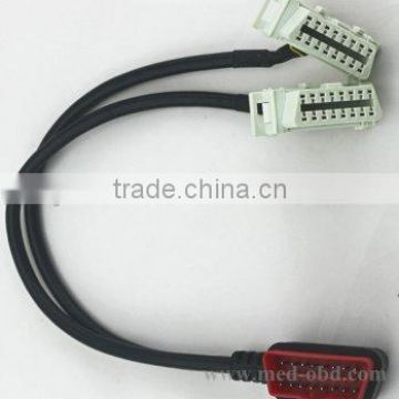 OBD2 Cable Connector USB/Vida Diagnostic Cable /Splitter Y Cable, right-angle J1962M to 2 J1962F, 1ft