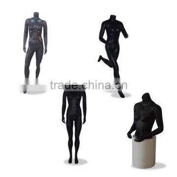 High-End Fiberglass Headless Athletic Running Pose Female Mannequin Metallic Black photo-3