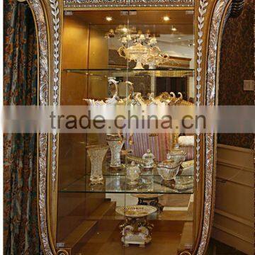 French Rococo Style Wood Carved Round Glass Door Corner Display Cabinet/ Palace Classic Living Room Wine Cabinet, Vitrine photo-4