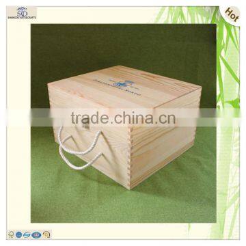 Custom Logo Hinge 6 Bottles Pine Wooden Wine Boxes photo-2