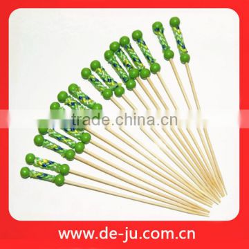 Green Weaved Handle Bamboo Picks Fashion Barbecue Tools