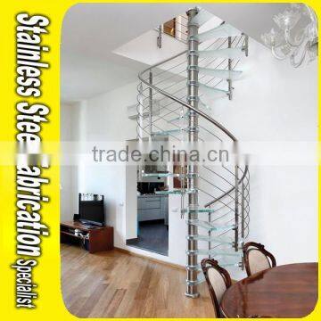 Indoor Stainless Steel Handrail Spiral Staircase Decorative Spiral Stairs