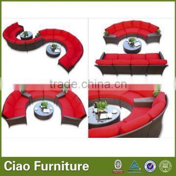 Outdoor Garden Furniture Rattan Round Sofa Sectional Sofa Set photo-6