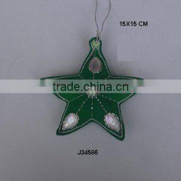 Zari work Elephant shaped l Christmas tree ornament in green colour