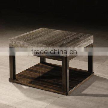 Modern Wooden MDF Base Travertine End Table photo-4
