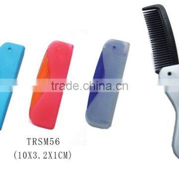 Folding different color plastic travel comb cheap mini hair brush