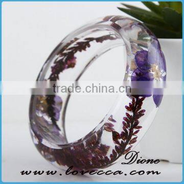 Pressed Dried Real Flowers Clear Bangle Women Resin Bracelet Flower photo-5