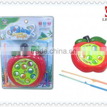 hot sale plastic apple shape fishing game toys with music for kids