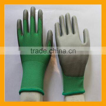 Customized Grey PU Coated Working Safety Polyester Gloves