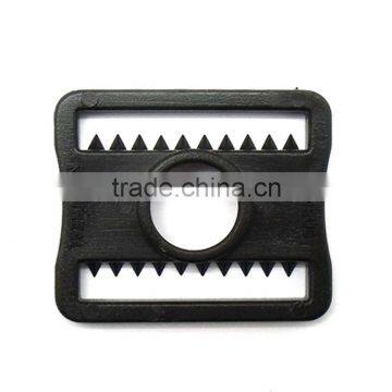 1" Chin Strap Buckle, Plastic Adjustable Buckle With Teeth, Plastic Adjustable Loop With Teeth in Black photo-2