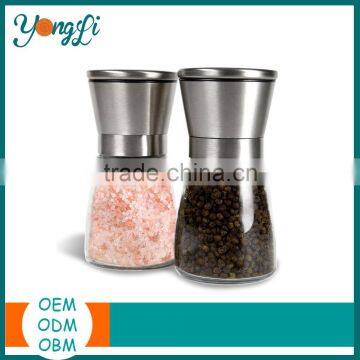 Amazon Best Seller Glass & Stainless Steel Salt and Pepper Grinder Set