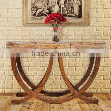 Furniture Console Table Art Deco Style Teak Wood White Wash