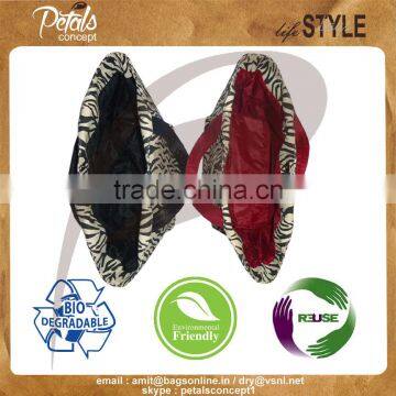 Zebra Print Canvas Tote Bag With Geninune Leather Handle photo-3