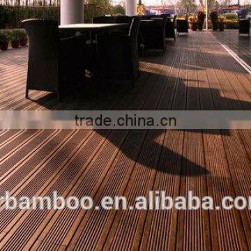 Carbonized outdoor bamboo decking use in swimming pool