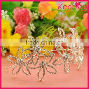 silver rhinestone chain fancy pearl hair barrette WHD-061