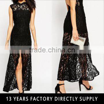 Ladies new sex model split gown dress & ladies fashion lace party wear gown dresses