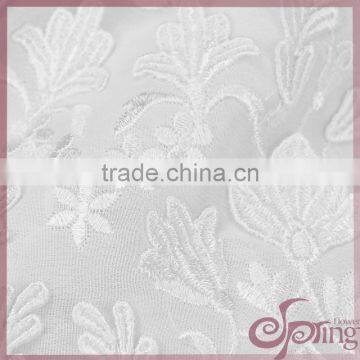 White Floral Chiffon Lace Embroidery Fabric, Fashion Applique Designs Lace photo-6