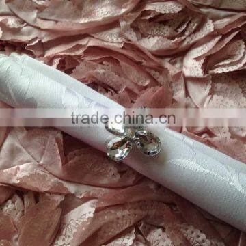 Lucky Clover Four Leafs Flower Style Clear Rhinestone Diamond Napkin Ring photo-3