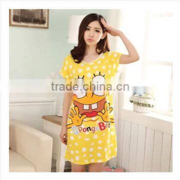 Wholesale high quality women cartoon printed nightgown