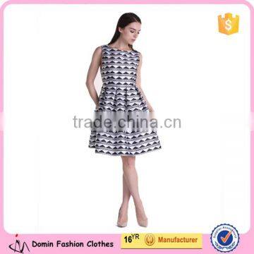 New design sleeveless fancy print puffy prom dress