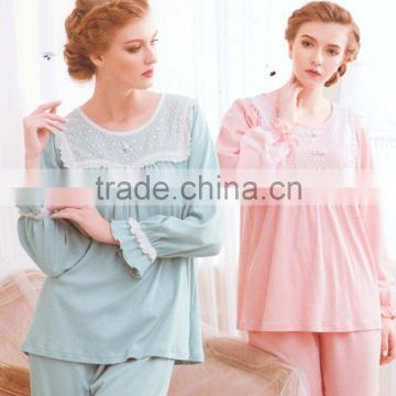 Fancy ladies cheap cotton pajama set woman pajama in-stock